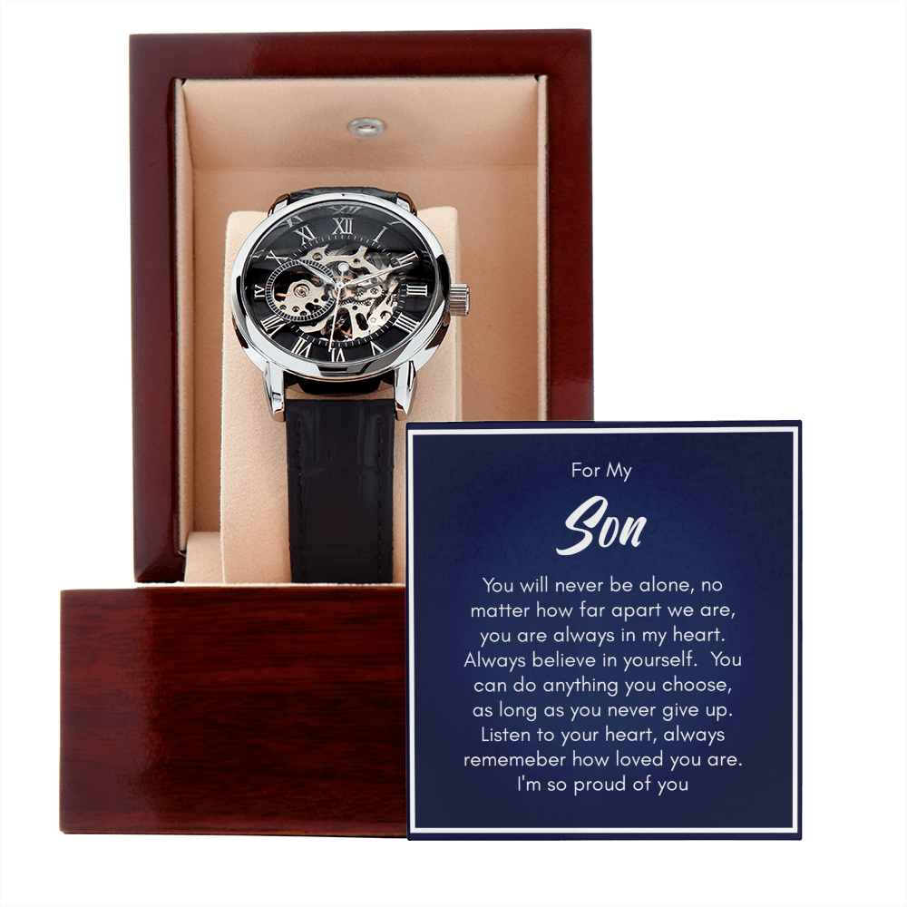To My Son - Always in My Heart Luxury Openwork Watch
