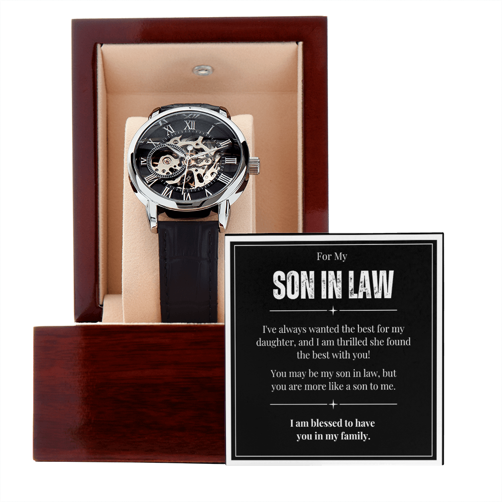 A Meaningful Gift for A Son-In-Law Who Became Family, Luxury Open Work Watch, Ideal Wedding Gift!