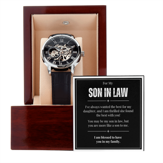 A Meaningful Gift for A Son-In-Law Who Became Family, Luxury Open Work Watch, Ideal Wedding Gift!