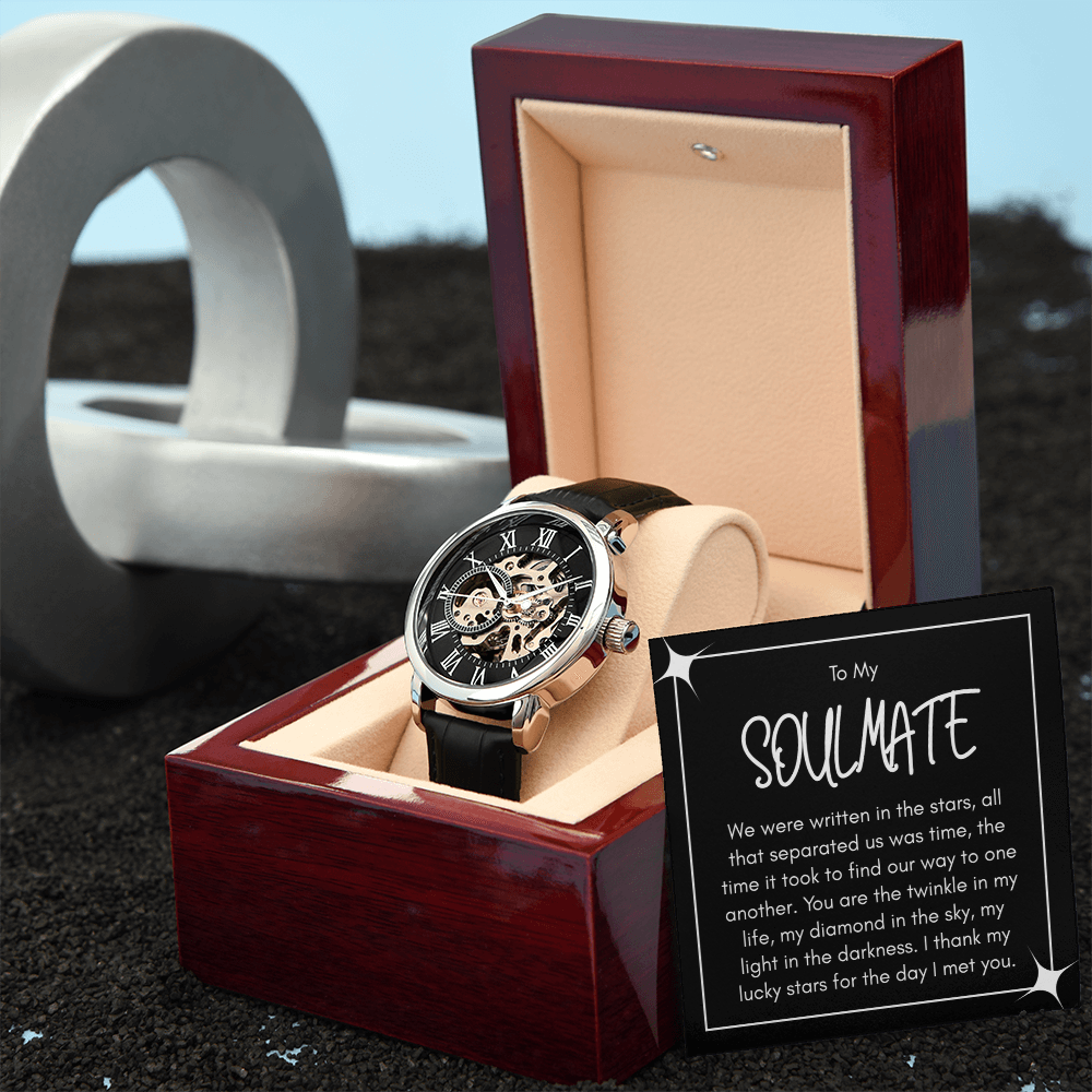 Luxury Openwork Watch for Your Soulmate - A Timeless Gift of Love in a Mahogany Box