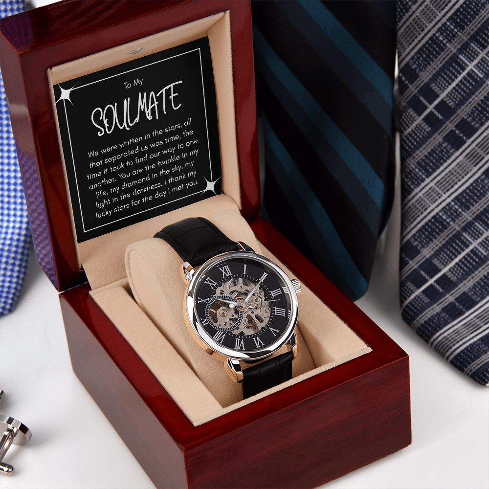 Luxury Openwork Watch for Your Soulmate - A Timeless Gift of Love in a Mahogany Box