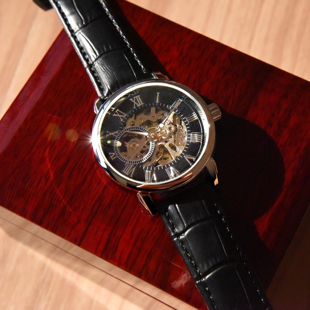 Luxury Openwork Watch for Your Soulmate - A Timeless Gift of Love in a Mahogany Box