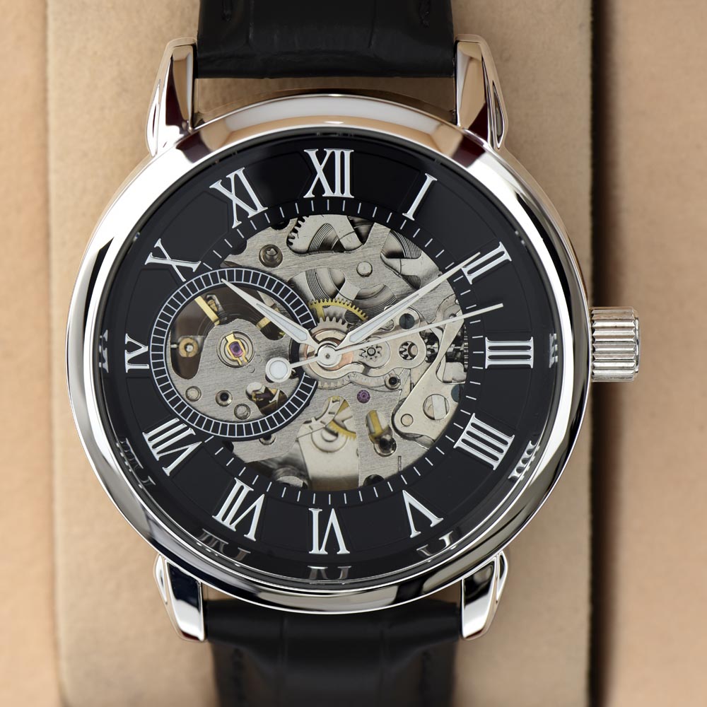Luxury Openwork Watch for My Husband - Elegance & Endless Love in a Mahogany Gift Box