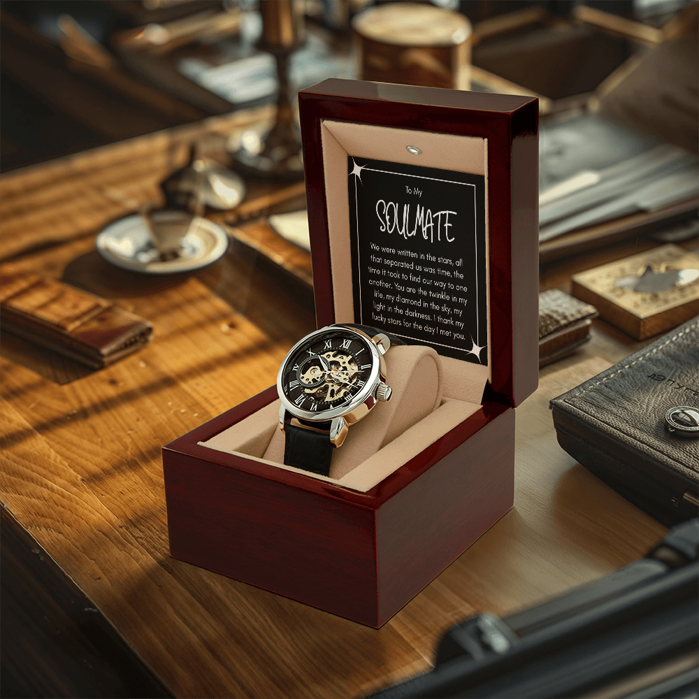 Luxury Openwork Watch for Your Soulmate - A Timeless Gift of Love in a Mahogany Box