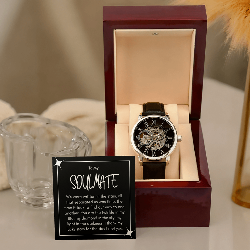 Luxury Openwork Watch for Your Soulmate - A Timeless Gift of Love in a Mahogany Box