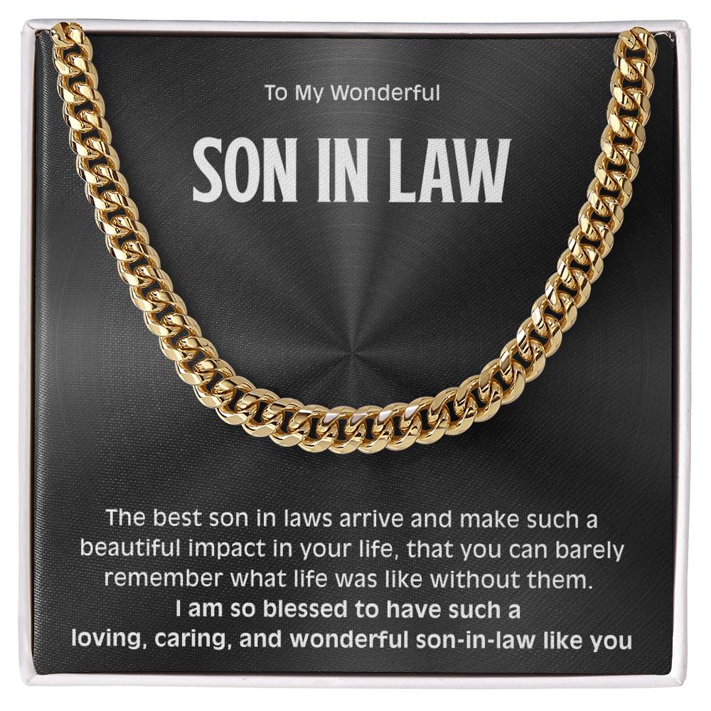 Sentimental Cuban Link Chain Gift for a Wonderful Son-in-Law, Meaningful Gift