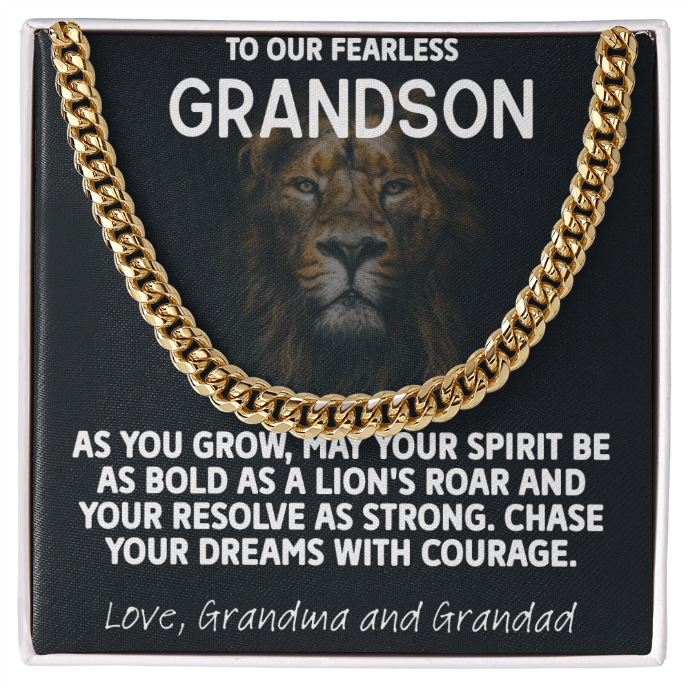 Chain Link Necklace For A  Fearless Grandson