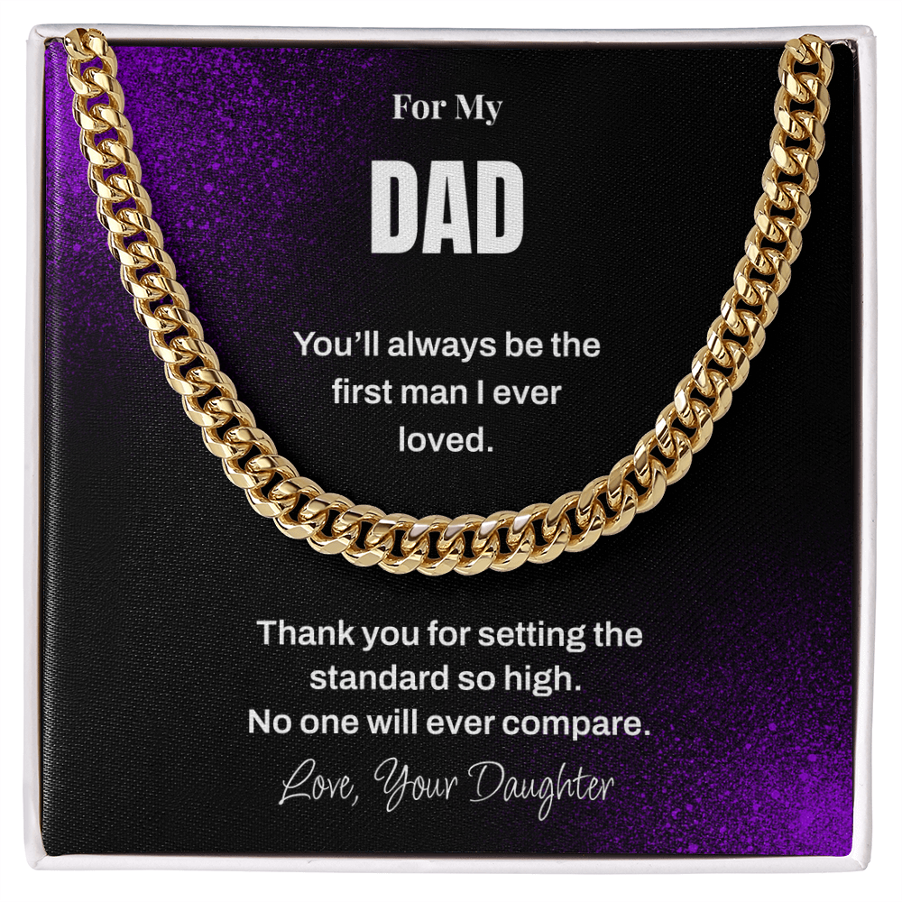 Dad Necklace from Daughter – Sentimental Cuban Link Chain Gift for Father