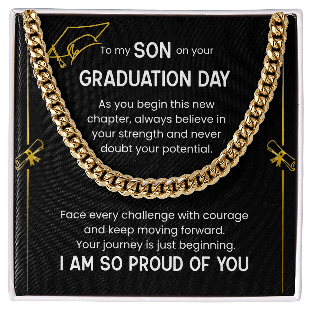 To My Son Graduation Gift, Cuban Chain Necklace, Proud Of You