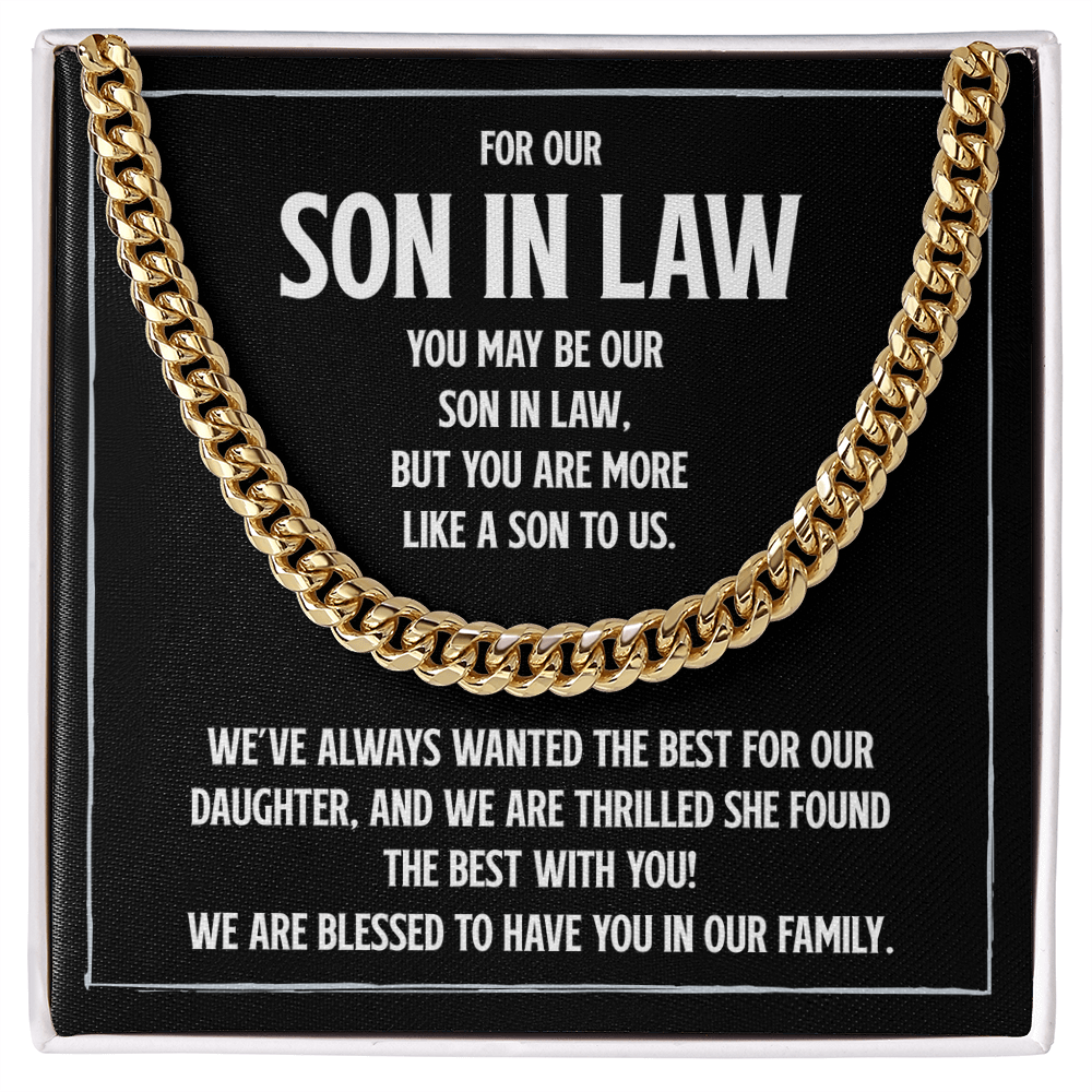 Son-in-Law Cuban Link Chain, Meaningful Gift for Son-in-Law, Wedding Gift from Parents of the Bride
