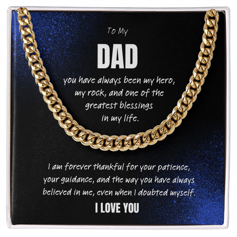 Love You Dad Necklace Gift – Cuban Link Chain From Son or Daughter