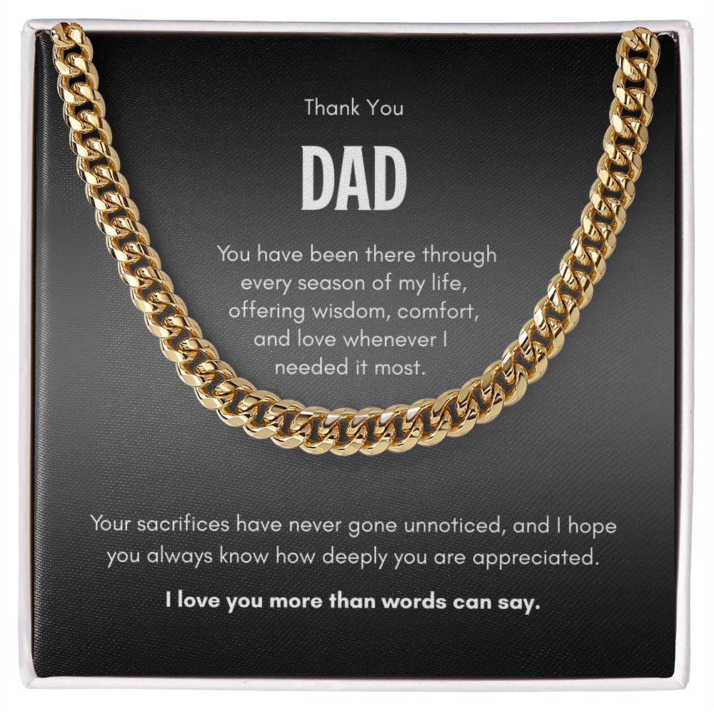 Thank You Dad Necklace – Cuban Link Chain Gift for Father