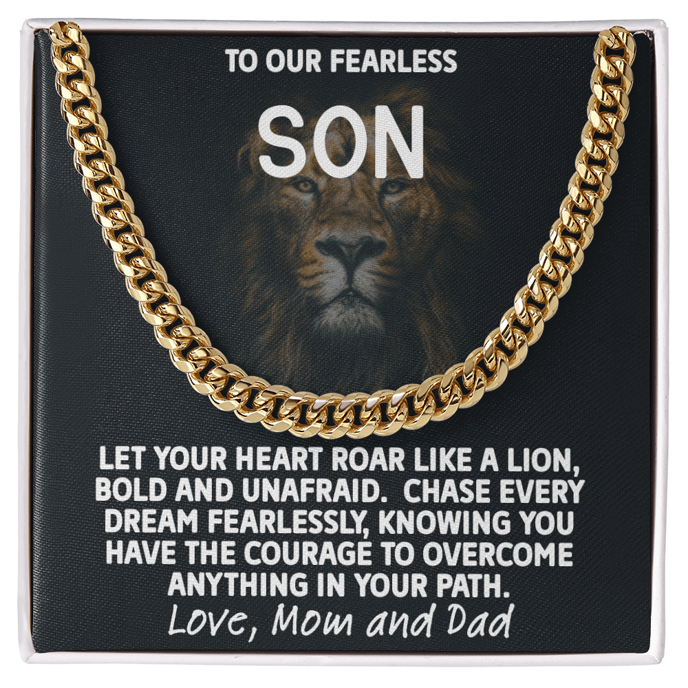 To Our Fearless Son - Bold Lion Cuban Link Chain