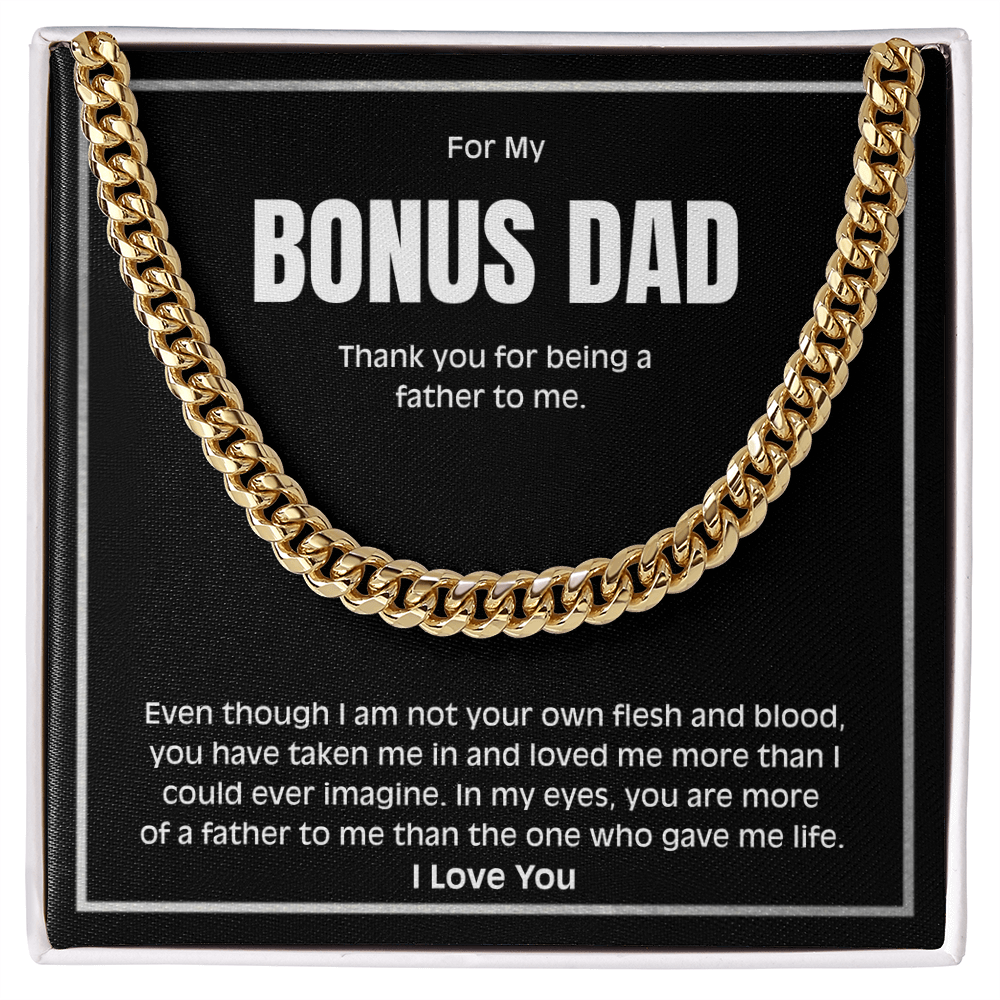 Bonus Dad Necklace – Meaningful Cuban Link Chain Gift for Stepdad