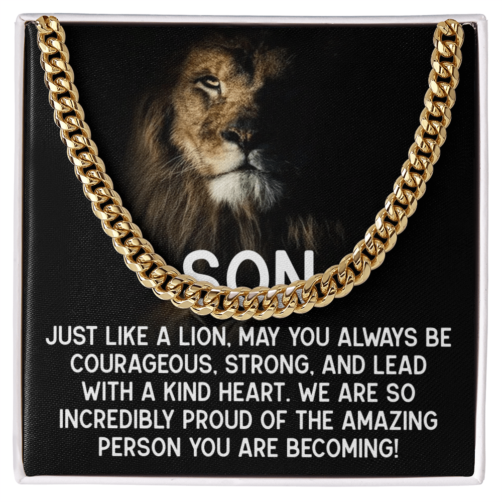 To My Son - Courageous Lion Cuban Link Chain