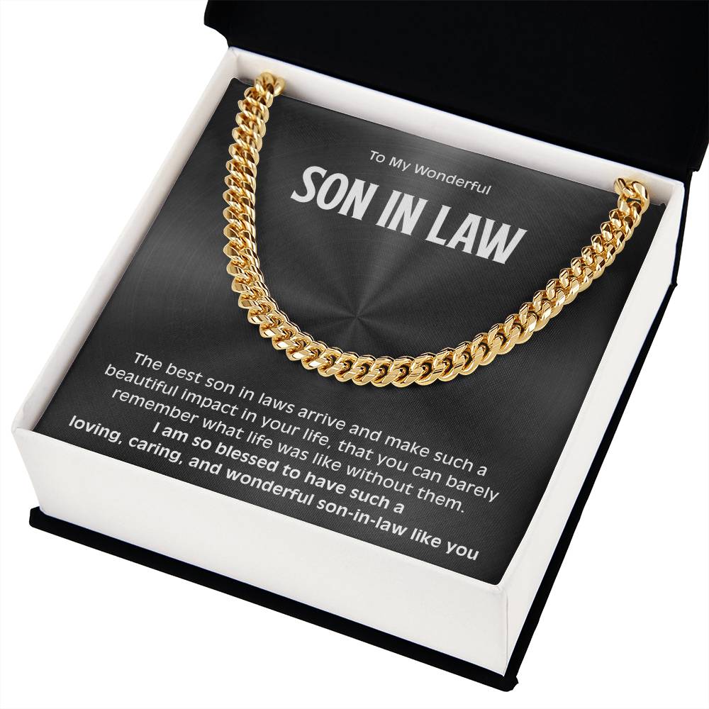 Sentimental Cuban Link Chain Gift for a Wonderful Son-in-Law, Meaningful Gift