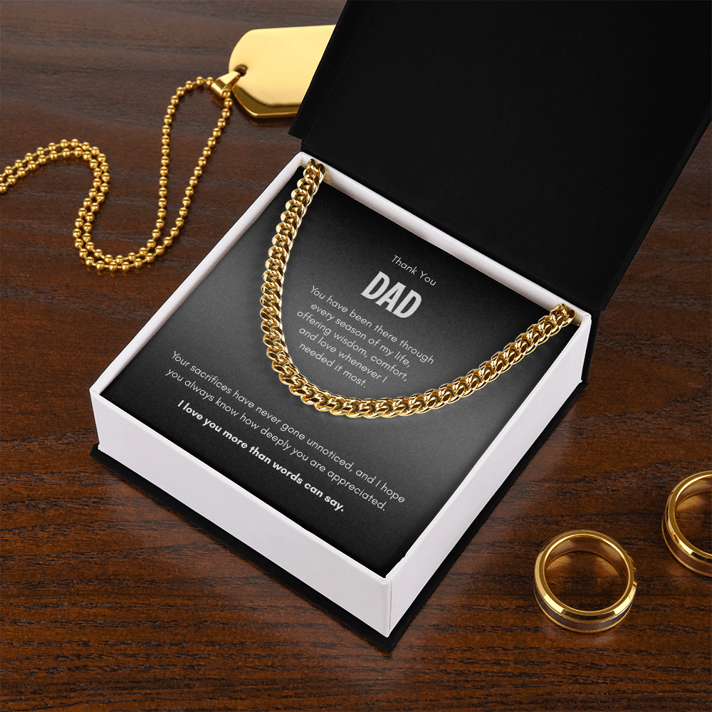 Thank You Dad Necklace – Cuban Link Chain Gift for Father