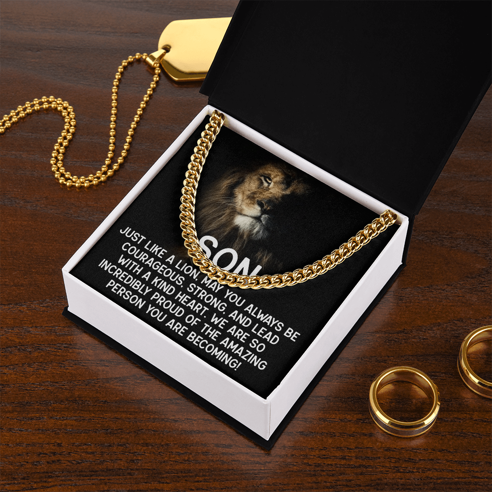 To My Son - Courageous Lion Cuban Link Chain
