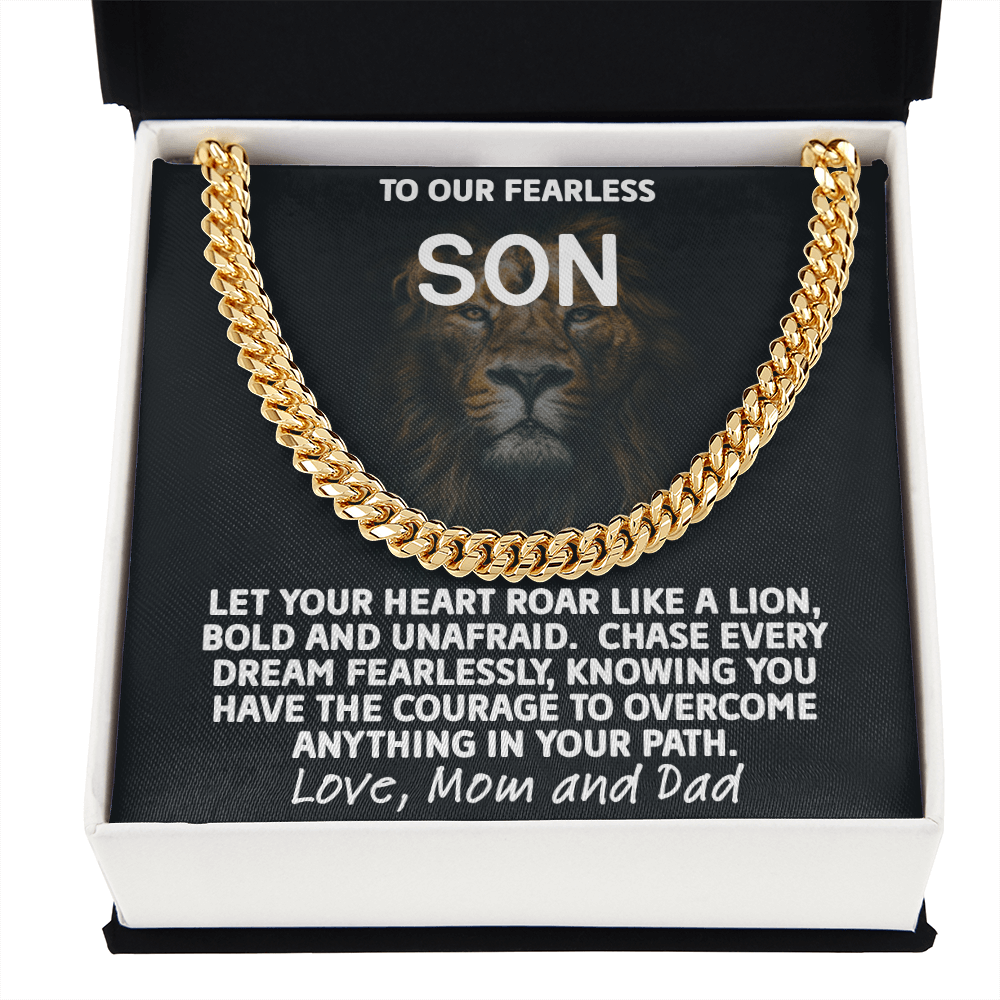 To Our Fearless Son - Bold Lion Cuban Link Chain