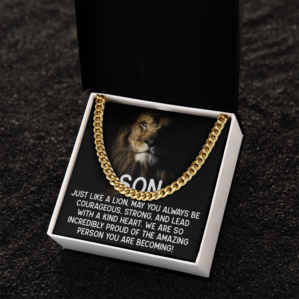 To My Son - Courageous Lion Cuban Link Chain