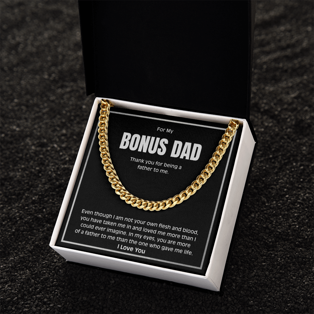 Bonus Dad Necklace – Meaningful Cuban Link Chain Gift for Stepdad