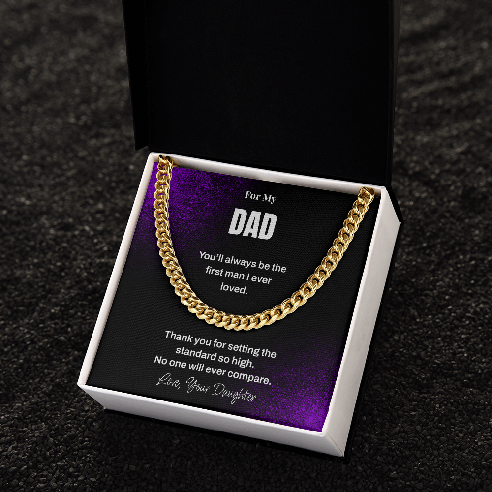 Dad Necklace from Daughter – Sentimental Cuban Link Chain Gift for Father
