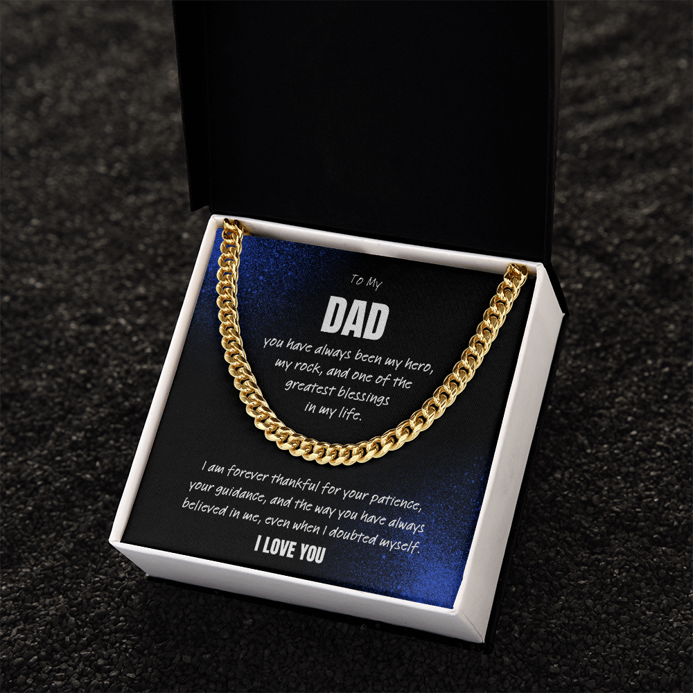 Love You Dad Necklace Gift – Cuban Link Chain From Son or Daughter