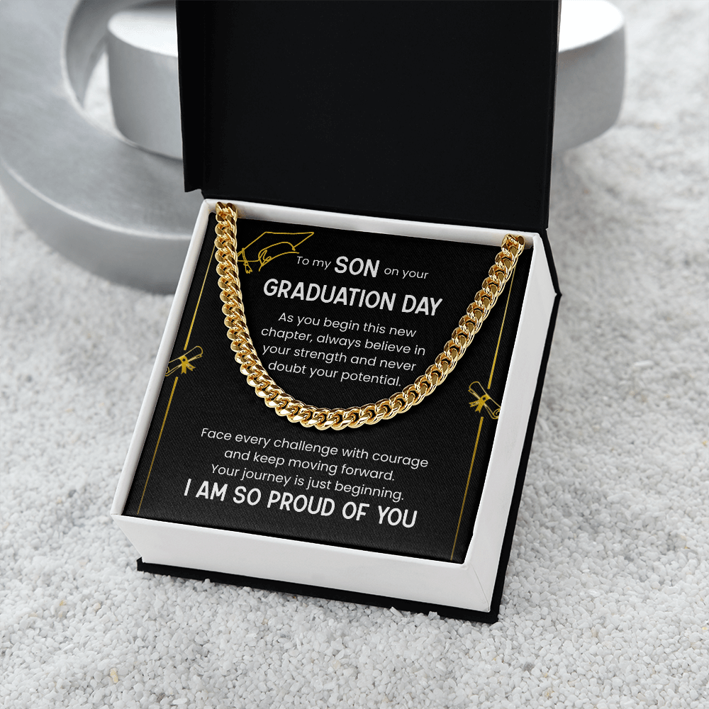 To My Son Graduation Gift, Cuban Chain Necklace, Proud Of You