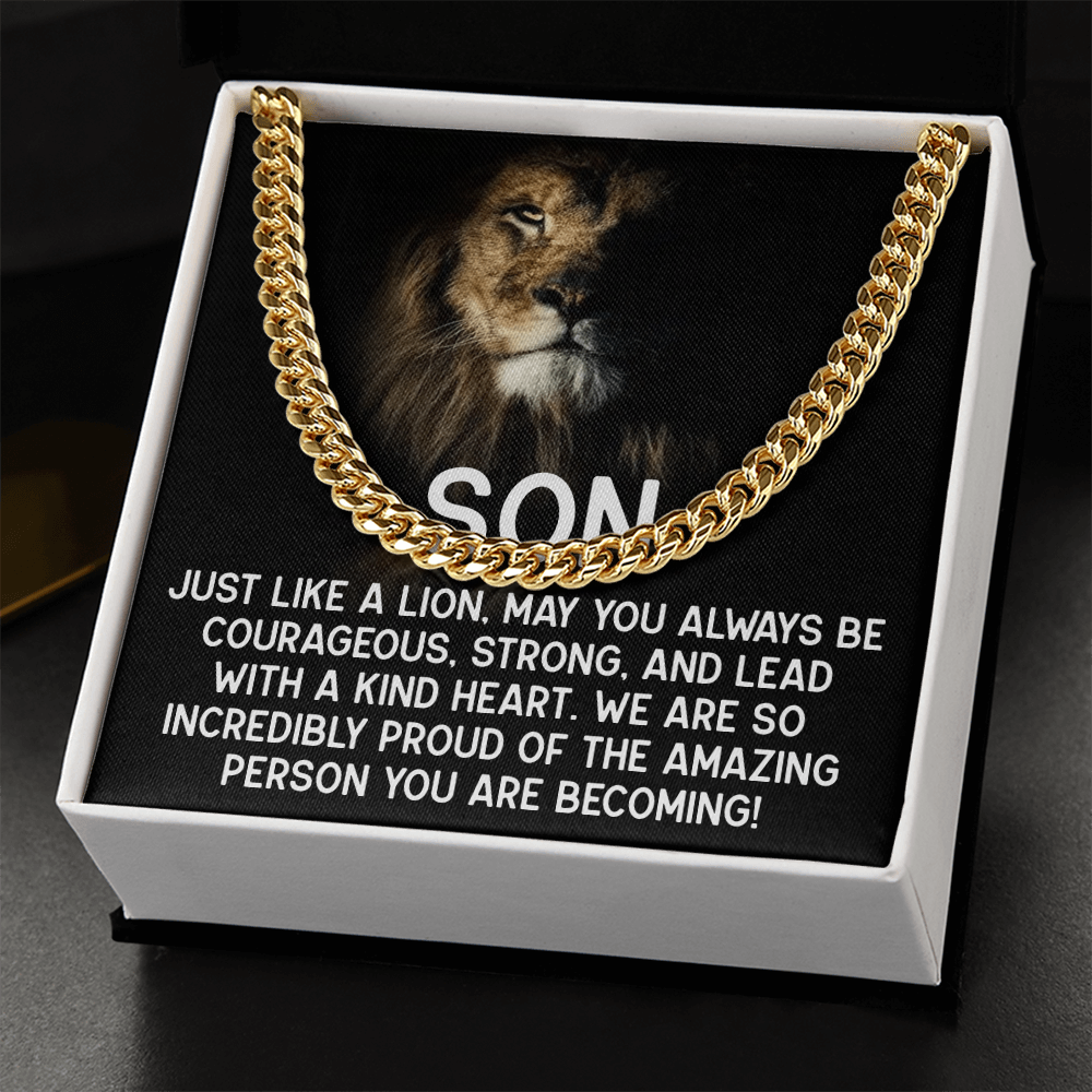 To My Son - Courageous Lion Cuban Link Chain