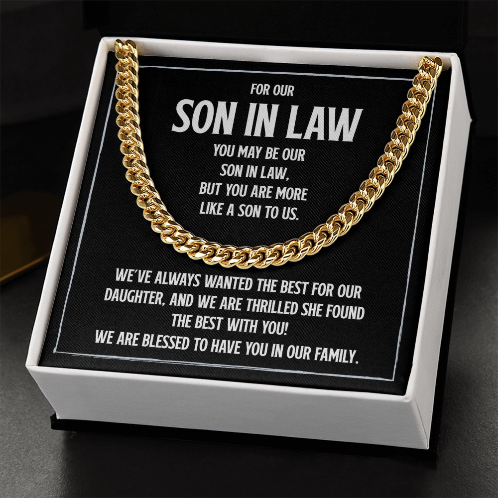 Son-in-Law Cuban Link Chain, Meaningful Gift for Son-in-Law, Wedding Gift from Parents of the Bride