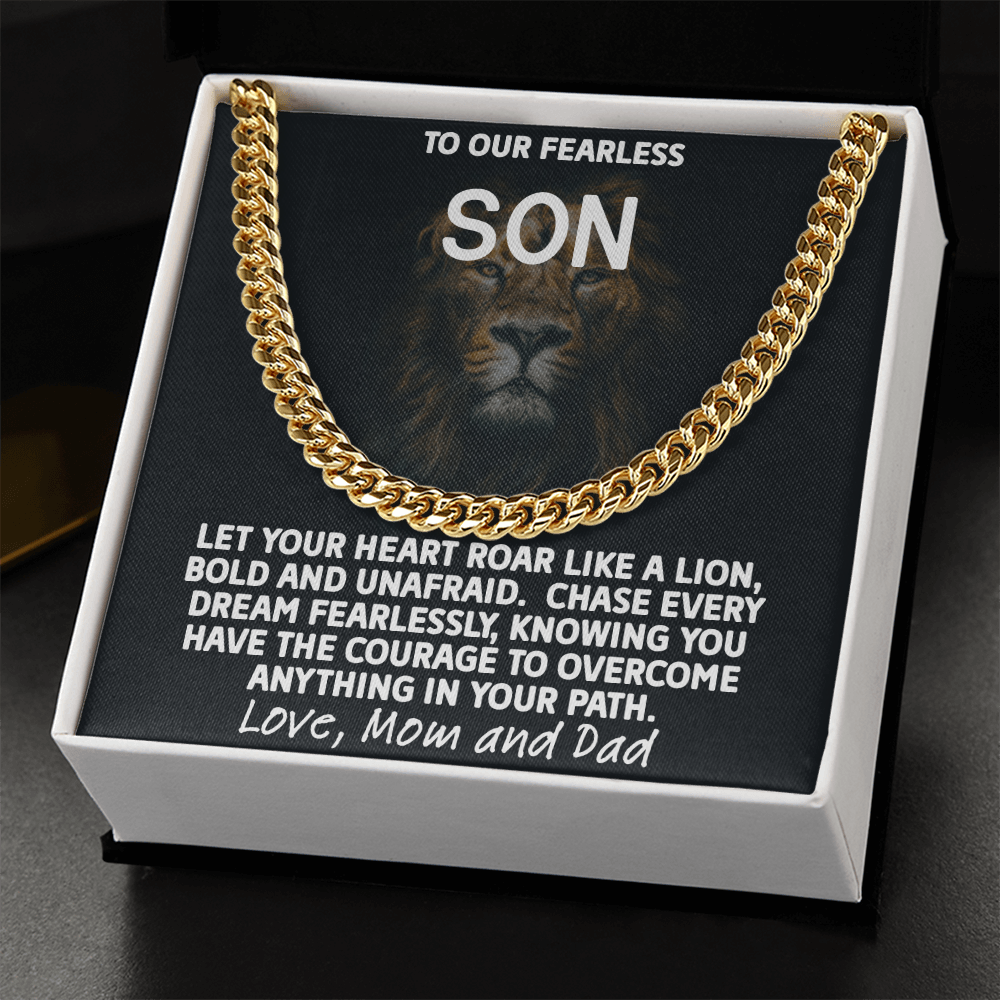 To Our Fearless Son - Bold Lion Cuban Link Chain