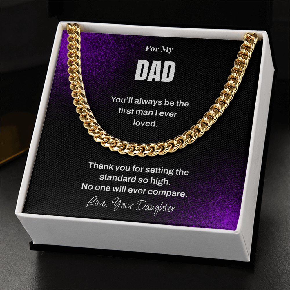 Dad Necklace from Daughter – Sentimental Cuban Link Chain Gift for Father