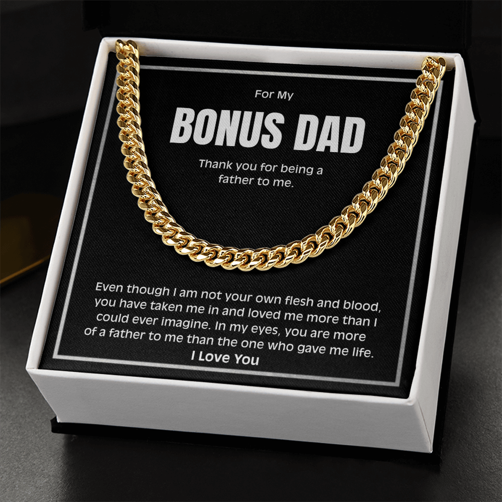 Bonus Dad Necklace – Meaningful Cuban Link Chain Gift for Stepdad
