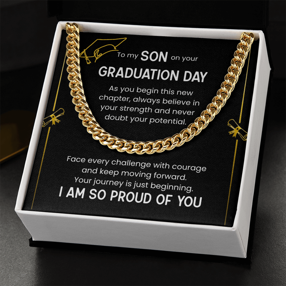 To My Son Graduation Gift, Cuban Chain Necklace, Proud Of You