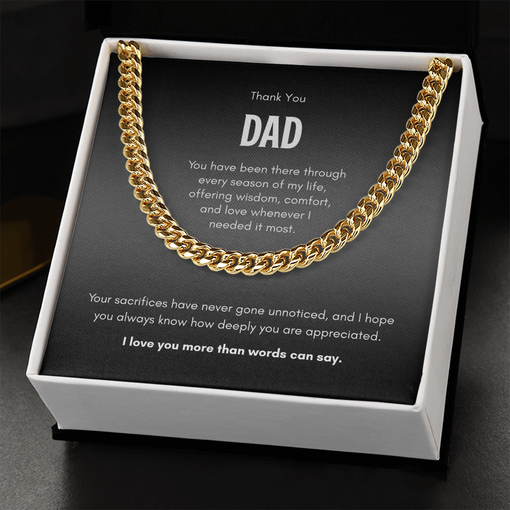 Thank You Dad Necklace – Cuban Link Chain Gift for Father