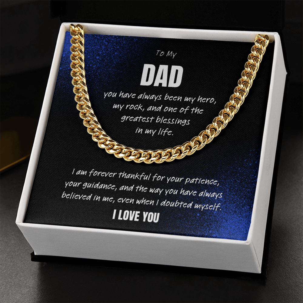 Love You Dad Necklace Gift – Cuban Link Chain From Son or Daughter