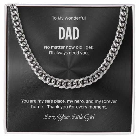 Dad Necklace from Daughter – Meaningful Cuban Link Chain Gift for Father