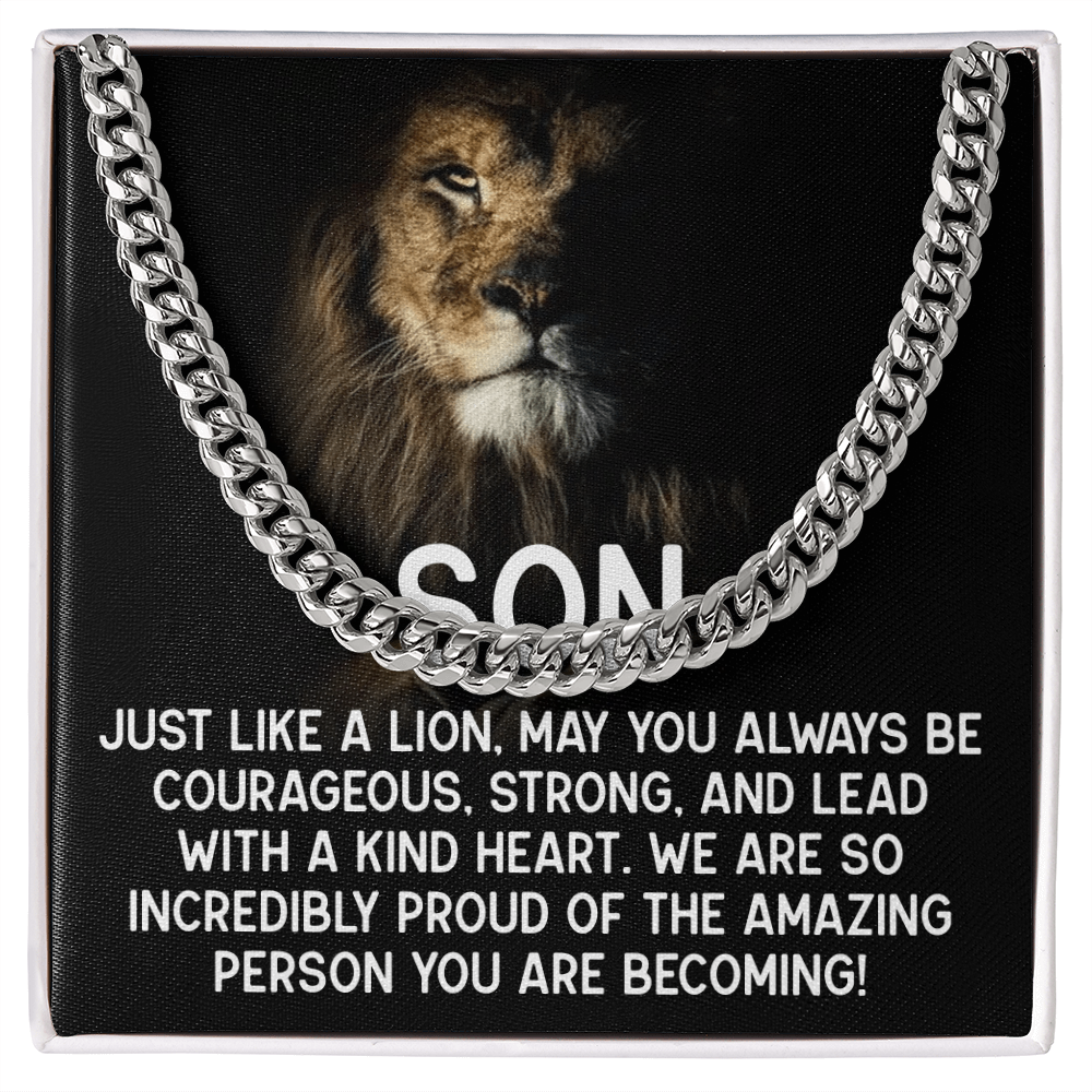 To My Son - Courageous Lion Cuban Link Chain