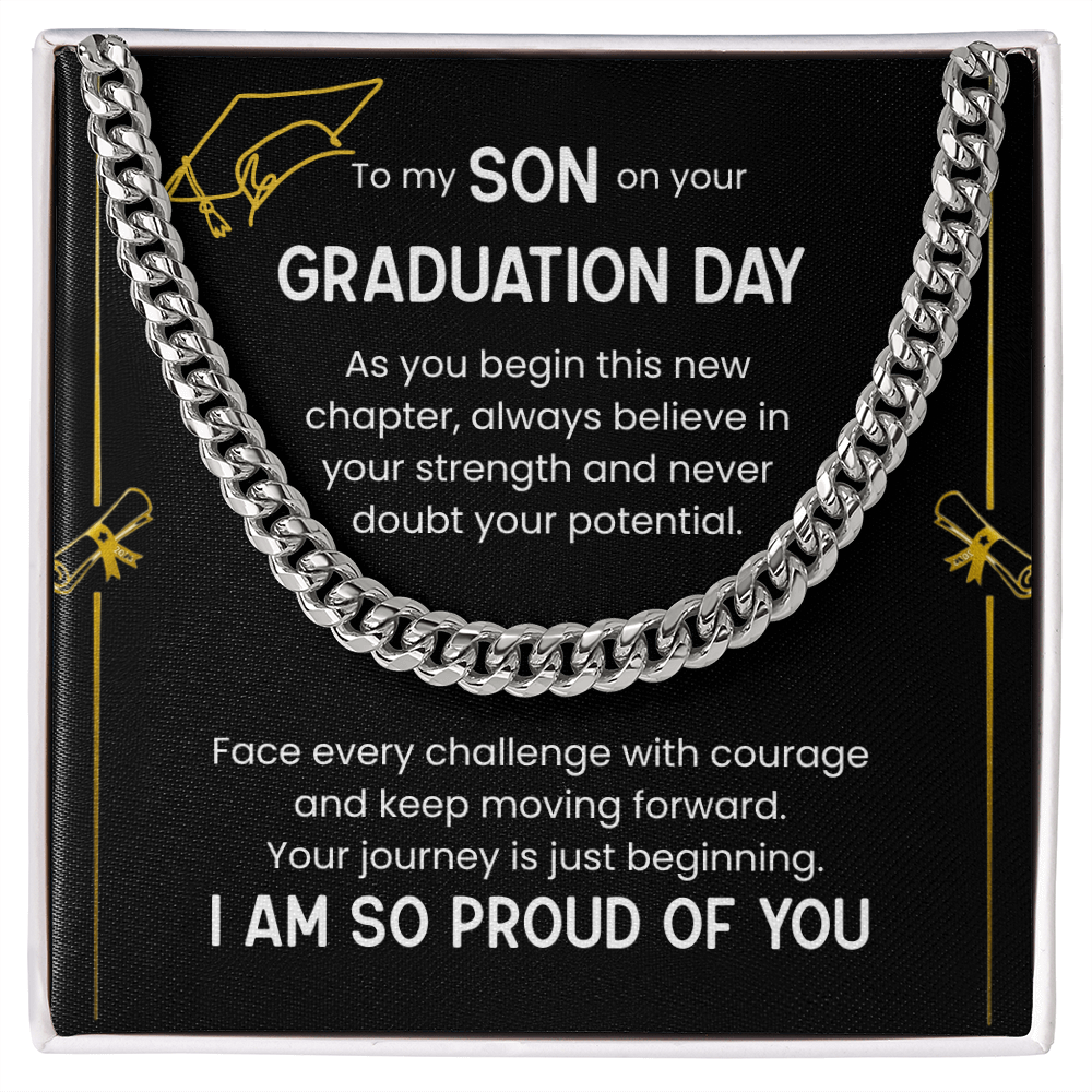 To My Son Graduation Gift, Cuban Chain Necklace, Proud Of You