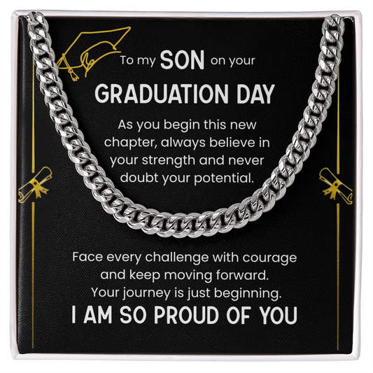 To My Son Graduation Gift, Cuban Chain Necklace, Proud Of You