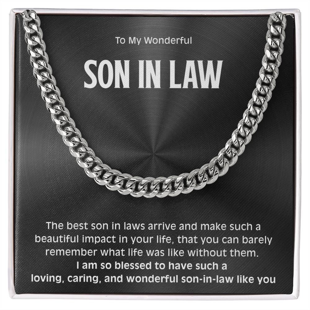 Sentimental Cuban Link Chain Gift for a Wonderful Son-in-Law, Meaningful Gift
