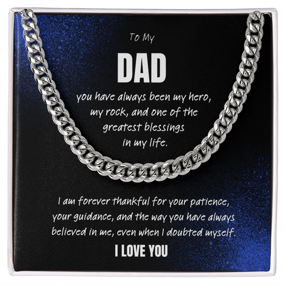 Love You Dad Necklace Gift – Cuban Link Chain From Son or Daughter