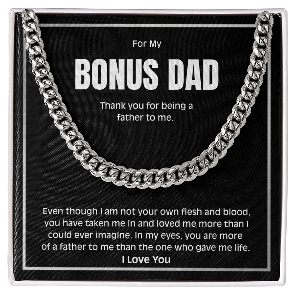 Bonus Dad Necklace – Meaningful Cuban Link Chain Gift for Stepdad