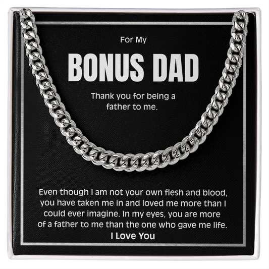Bonus Dad Necklace – Meaningful Cuban Link Chain Gift for Stepdad