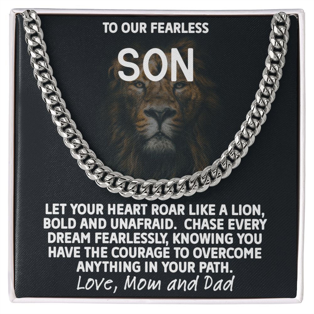 To Our Fearless Son - Bold Lion Cuban Link Chain
