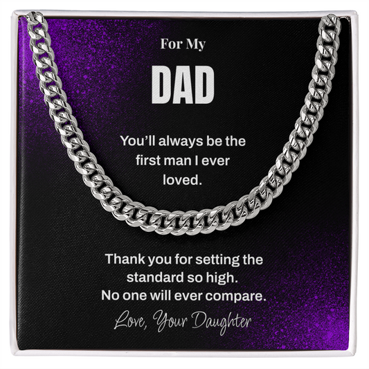Dad Necklace from Daughter – Sentimental Cuban Link Chain Gift for Father