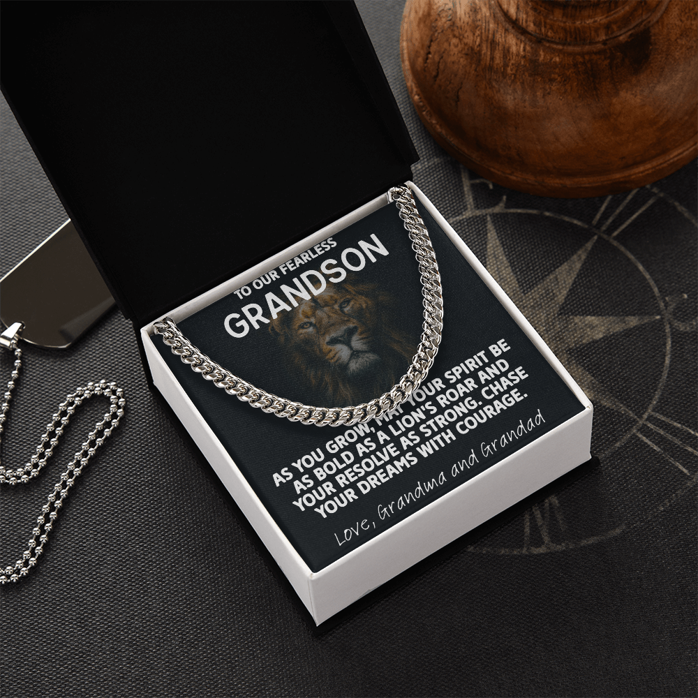 Chain Link Necklace For A  Fearless Grandson