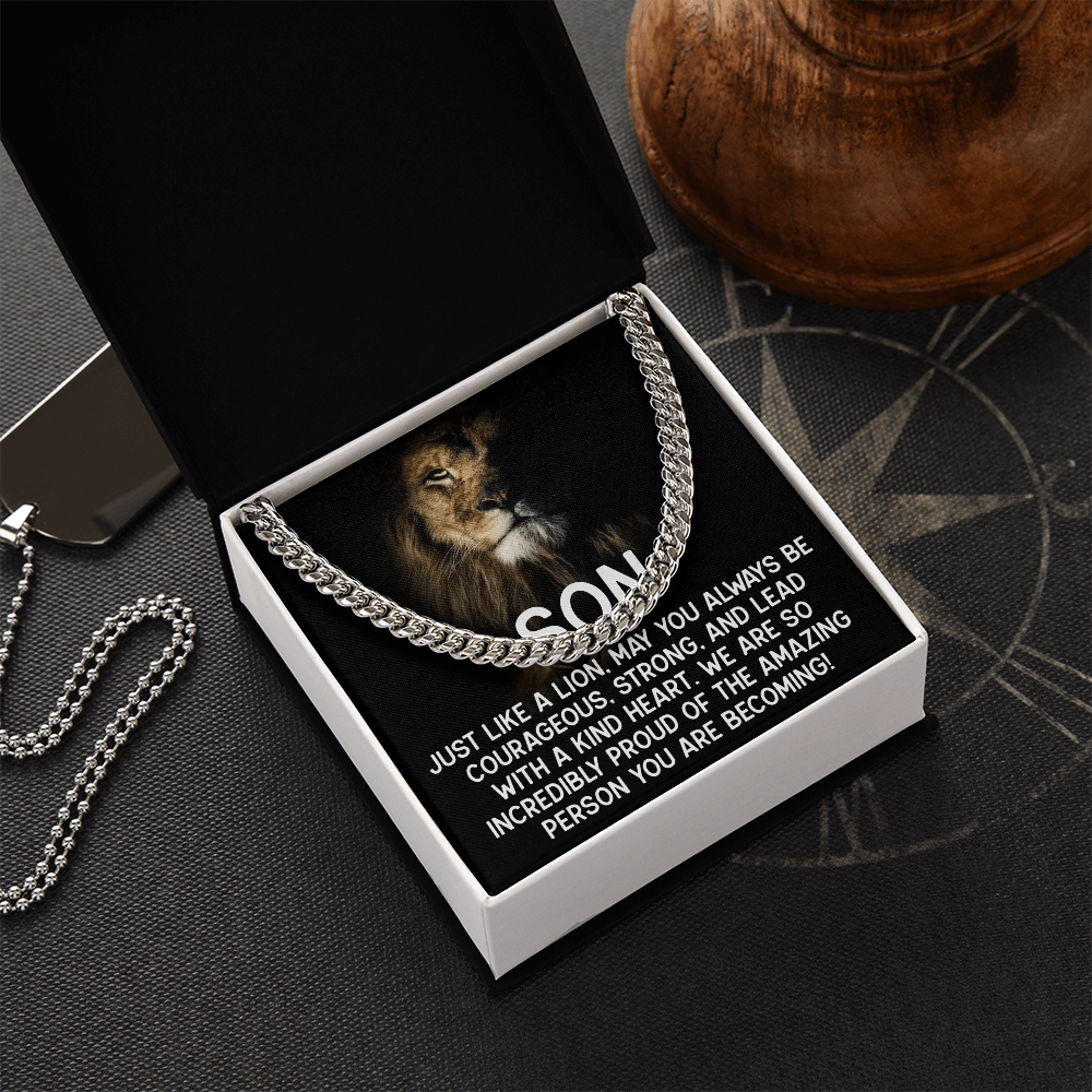 To My Son - Courageous Lion Cuban Link Chain