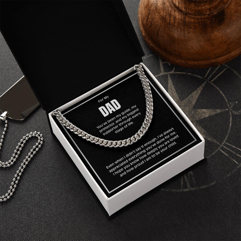 Cuban Link Chain Necklace for Dad – Meaningful Gift for Father from Son or Daughter