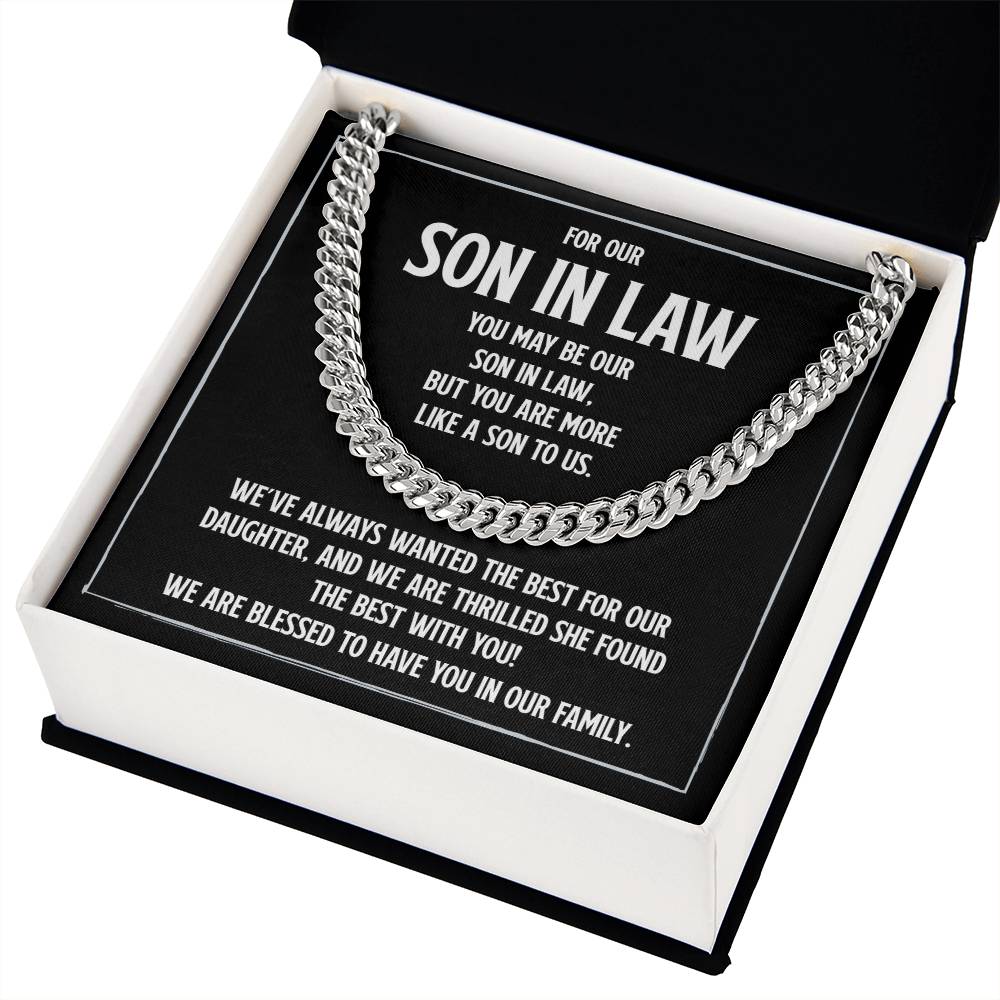 Son-in-Law Cuban Link Chain, Meaningful Gift for Son-in-Law, Wedding Gift from Parents of the Bride
